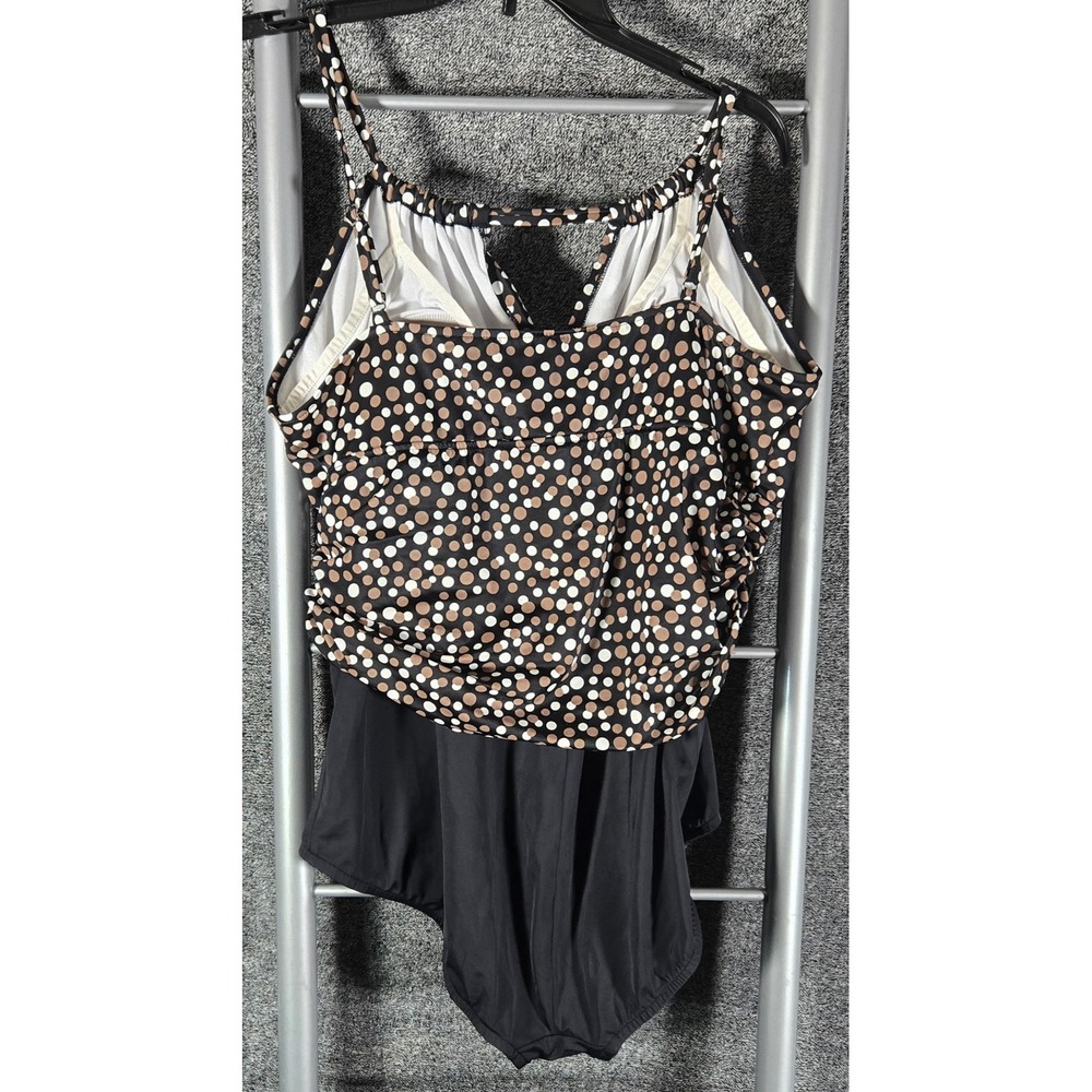 Suddenly Slim by Catalina Womens Plus 2X Polka Dot Blouson One Piece Swimsuit - Picture 3 of 7